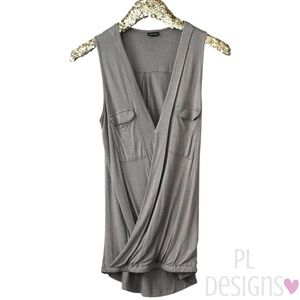 Lascana Sleeveless Wrap Look Stone Top